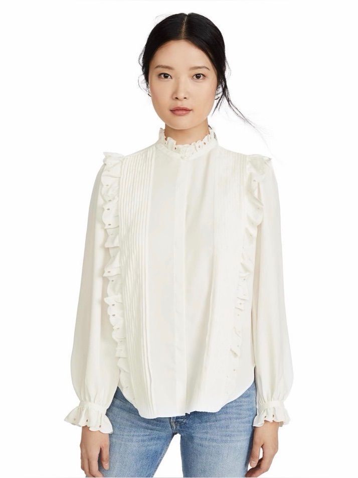 Joie Womens Women's Cheyanne Blouse In Porcelain Size M